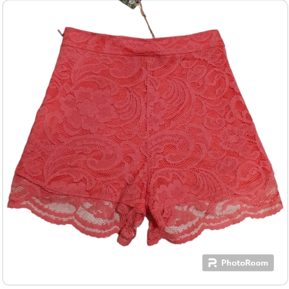 Show Me Your MuMu Sienna Lace Shorts Coral Hot Pants - Picture 3 of 7